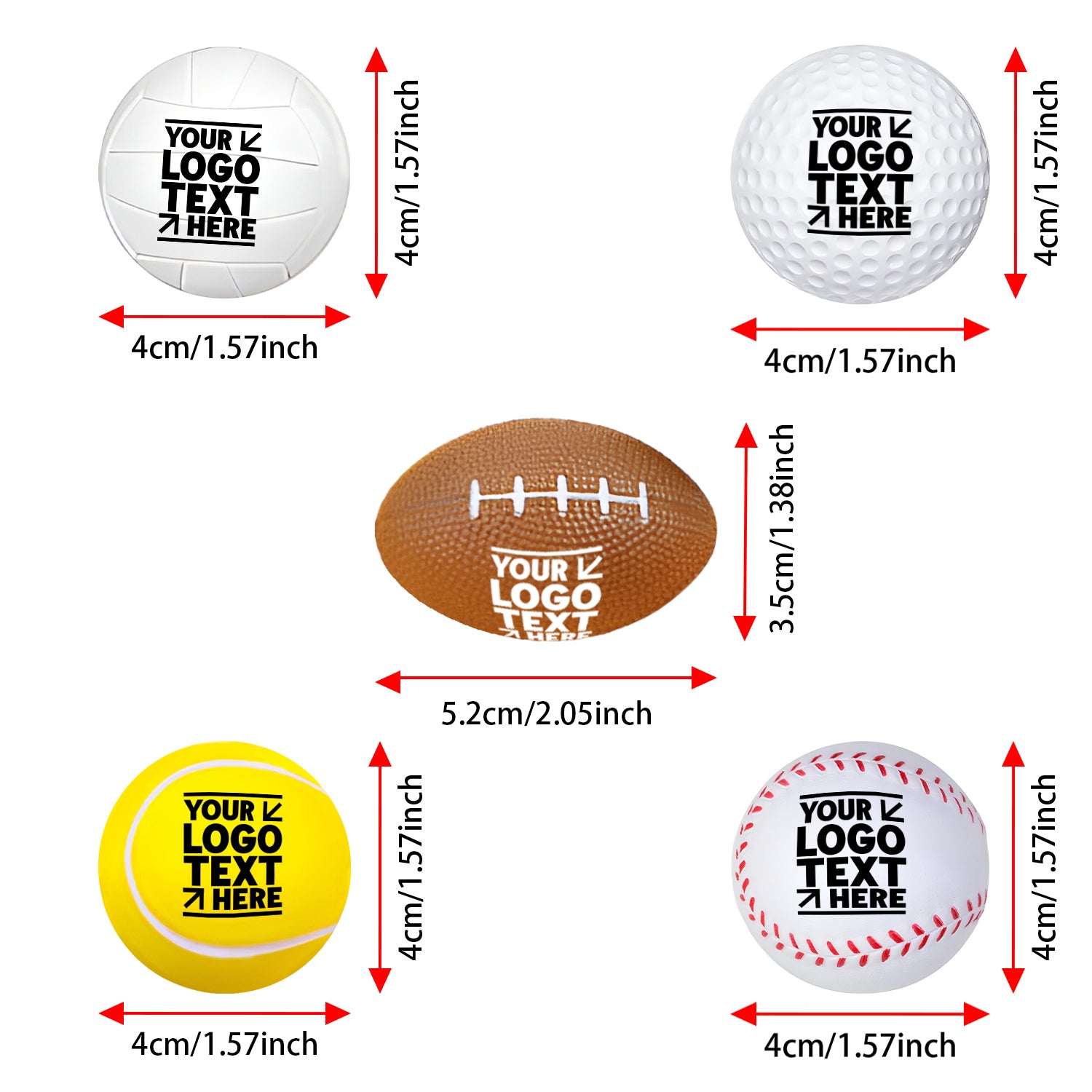 Custom Mini Sports Ball with Logo Football Baseball Stress Reliever