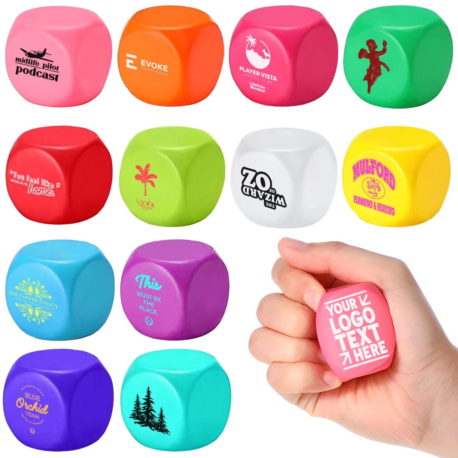 Personalized Printed Square Shaped Stress Relievers Balls Stress Toys