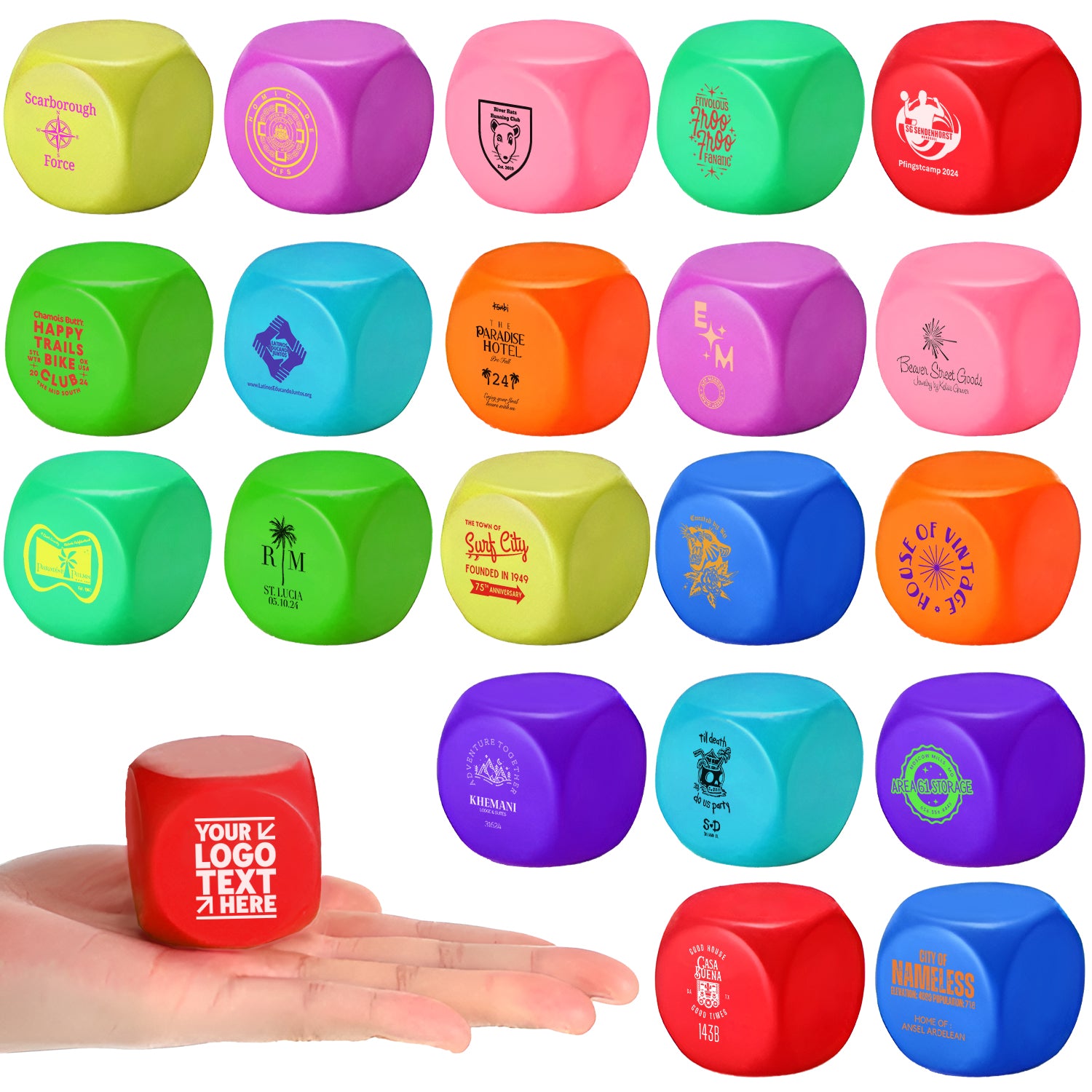 Personalized Printed Square Shaped Stress Relievers Balls Stress Toys