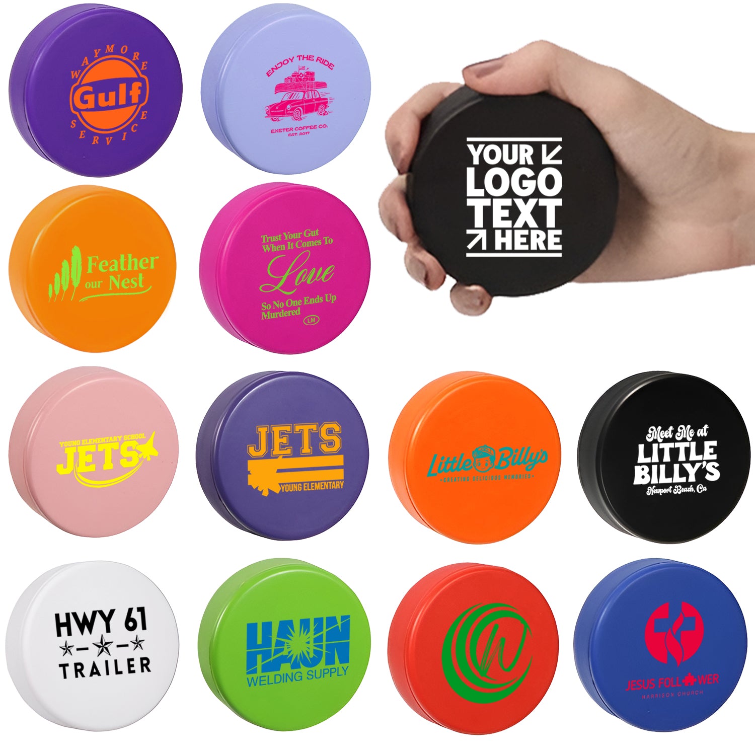 Promo Ice Hockey Puck Stress Reliever Custom Printed Logo Foam Ball