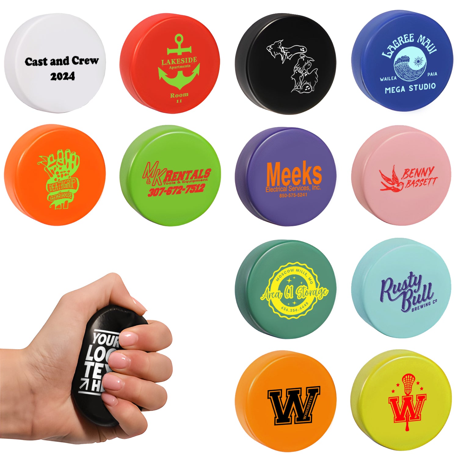 Promo Ice Hockey Puck Stress Reliever Custom Printed Logo Foam Ball