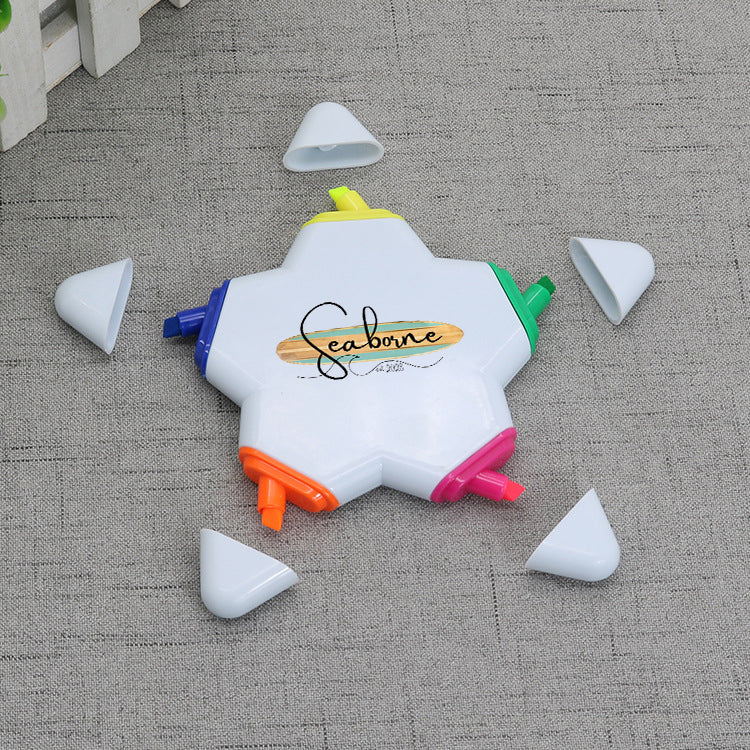 Custom 5-in-1 Promotional Imprinted Star Highlighters Pen For Gift