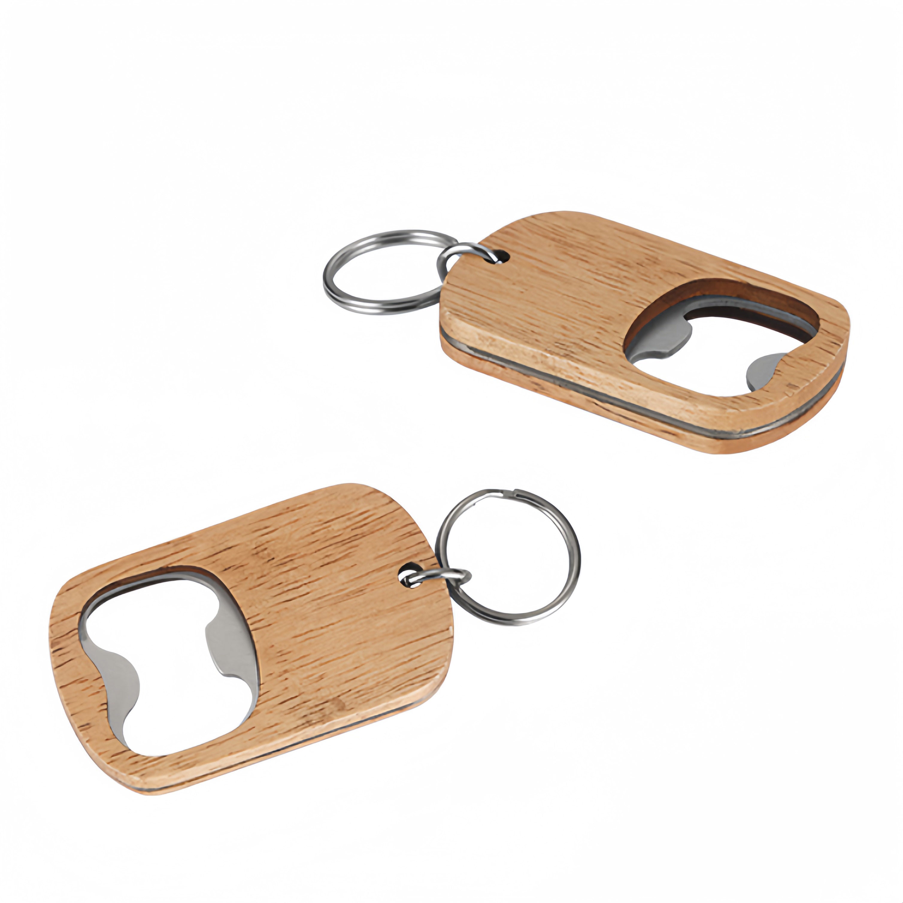 Personalized Wooden Bottle Opener Keychain with Your Logo