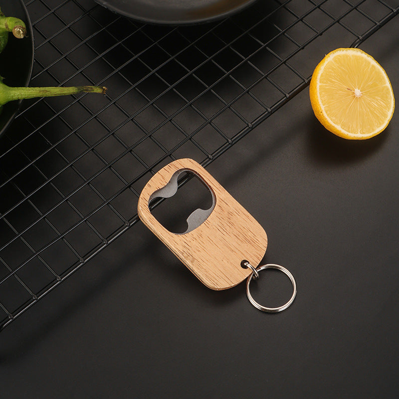 Personalized Wooden Bottle Opener Keychain with Your Logo