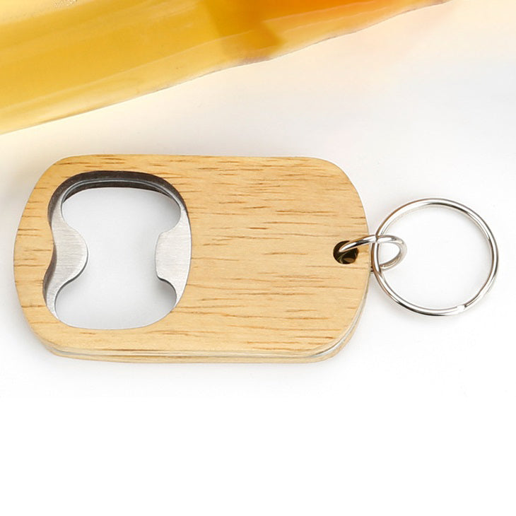 Personalized Wooden Bottle Opener Keychain with Your Logo