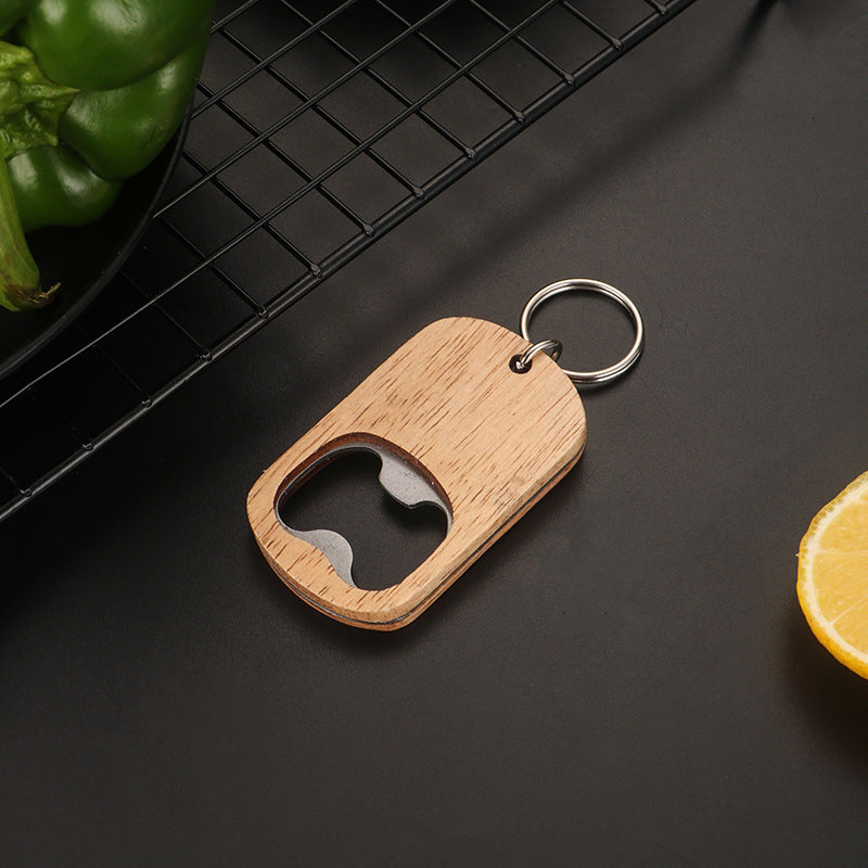 Personalized Wooden Bottle Opener Keychain with Your Logo