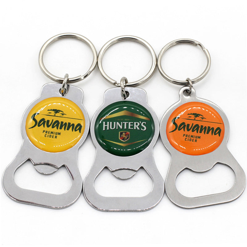 Promotional Alloy Epoxy Bottle Opener Keychain Bulk Metal Durable Beer Bottle Opener