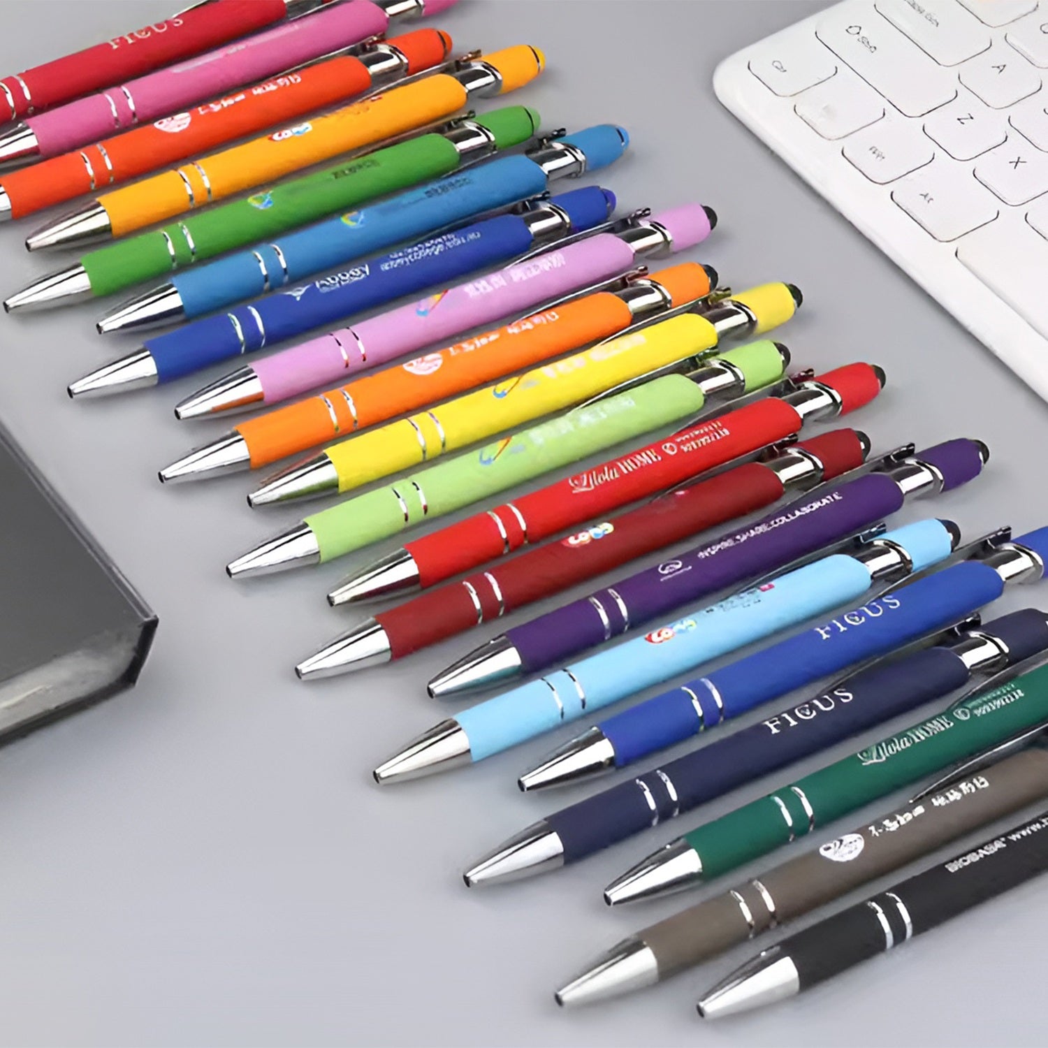 Metallic Cirrus Stylus Pen with Grip & Custom Personalized Pens For Office