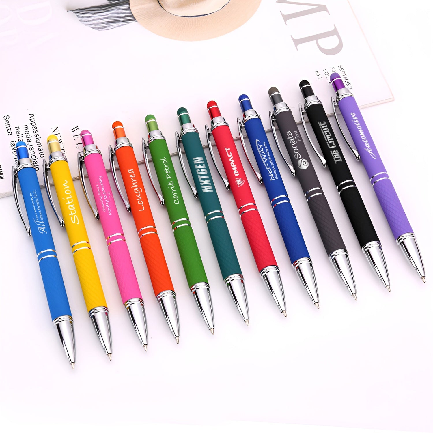 Custom Bright Soft Touch Pens & Personalized Gentle-Touch Pens for Event