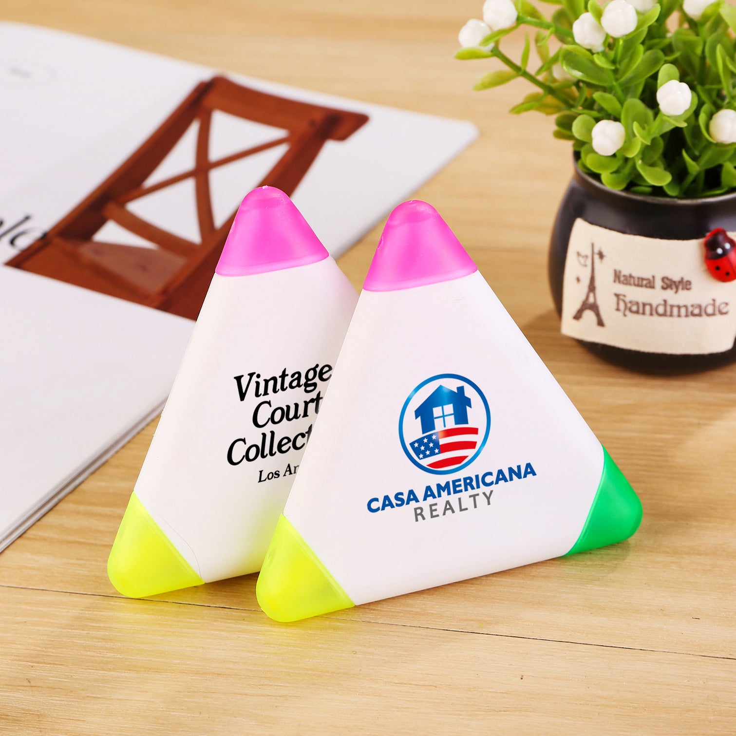 Wholesale Custom Promotional Printed Triangle Highlighter Pens