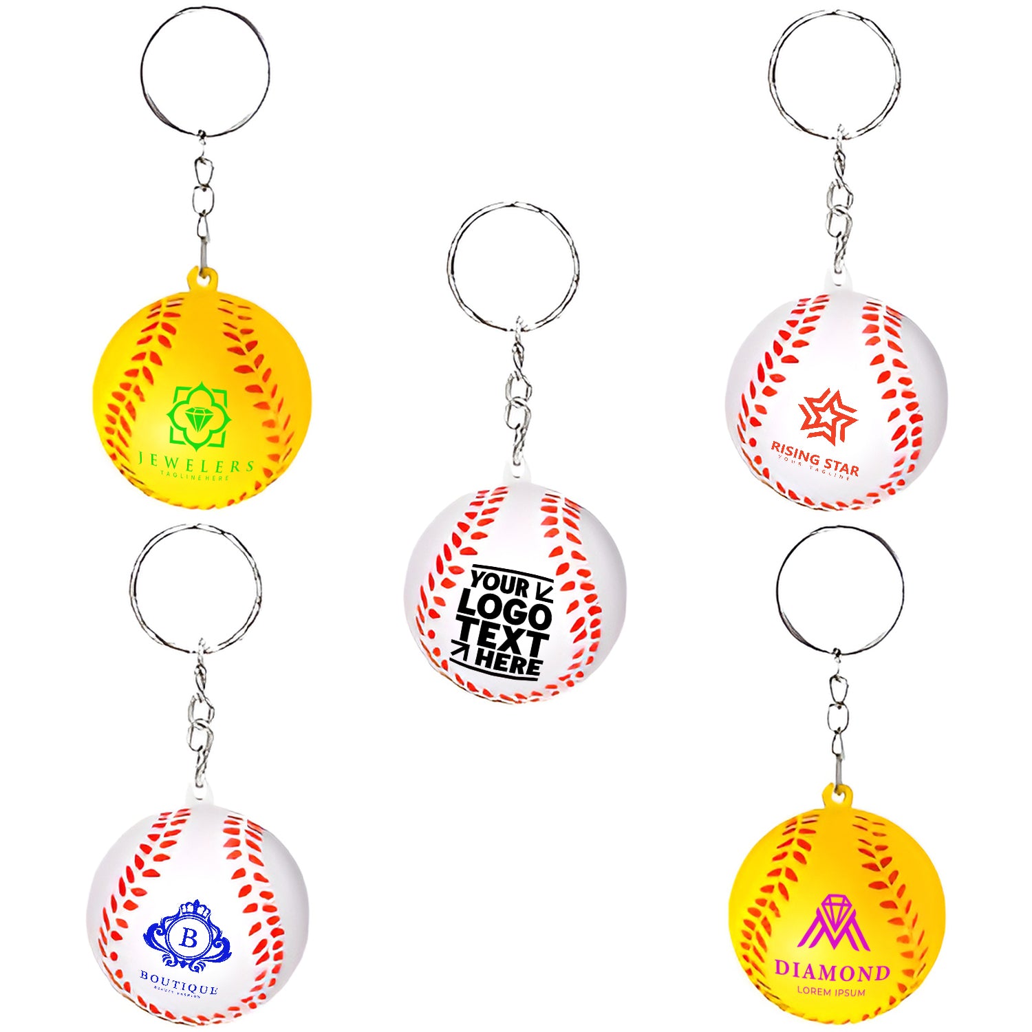 Bulk Custom Sports Ball Keychain Soccer Baseball Stress Relievers