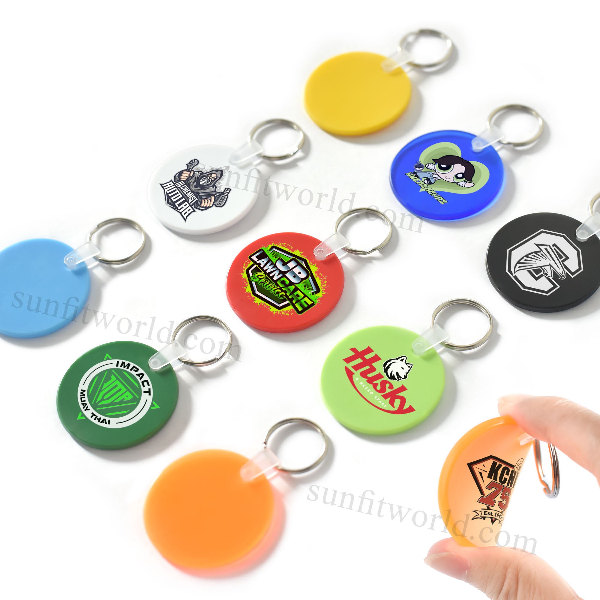 Round Shape Promotional PVC Key Tag Printed Round Style Soft Keychain